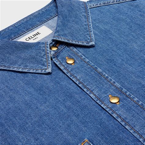 celine button up|CROPPED SHIRT IN UNION OCEAN WASH DENIM.